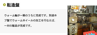 ウォーム軸が一瞬のうちに完成です。別途ホブ盤でウォームホイールの加工を行なえば、一対の製品が完成です。